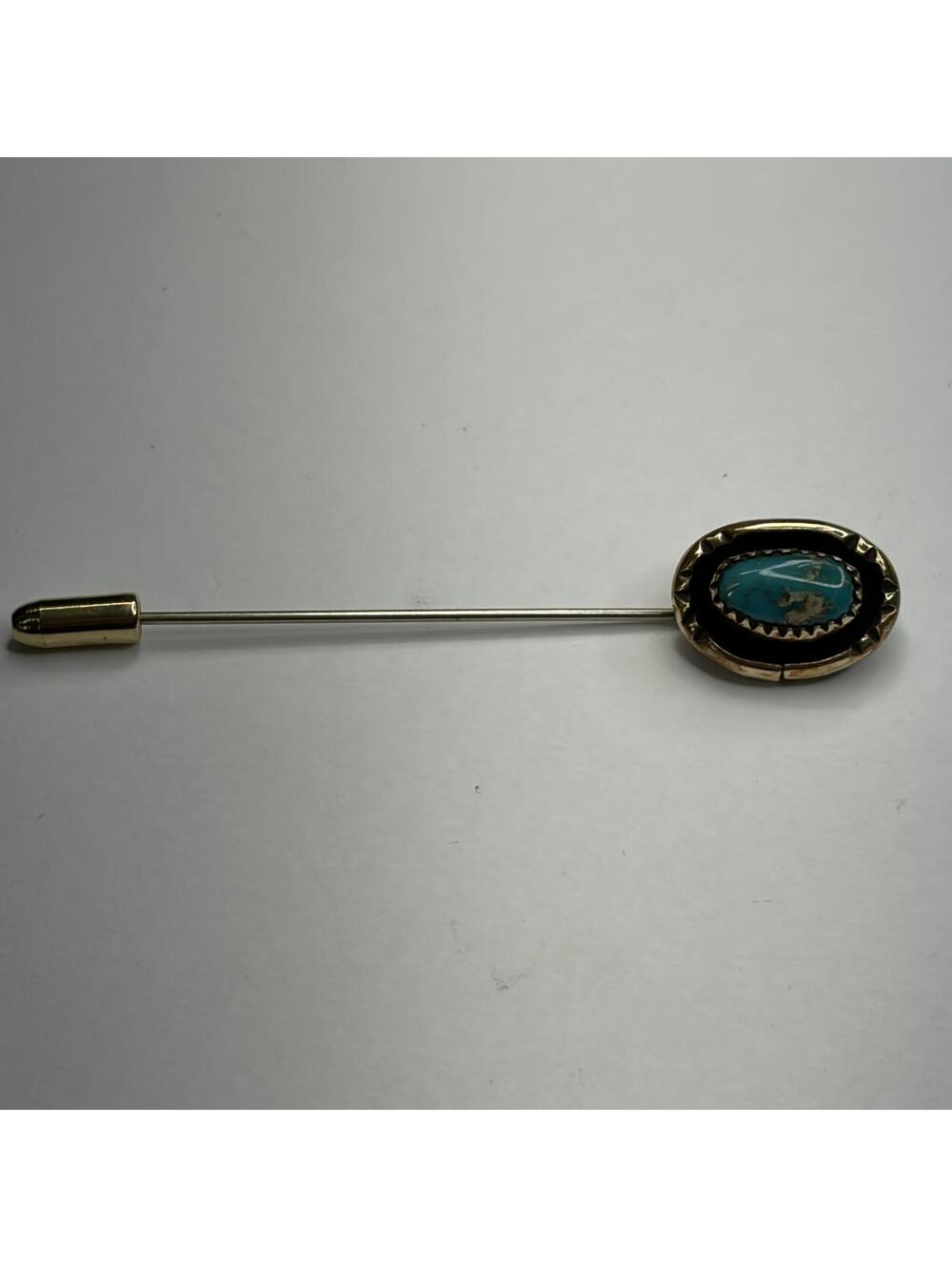Turquoise vermeil sterling southwestern stick pin brooch vintage